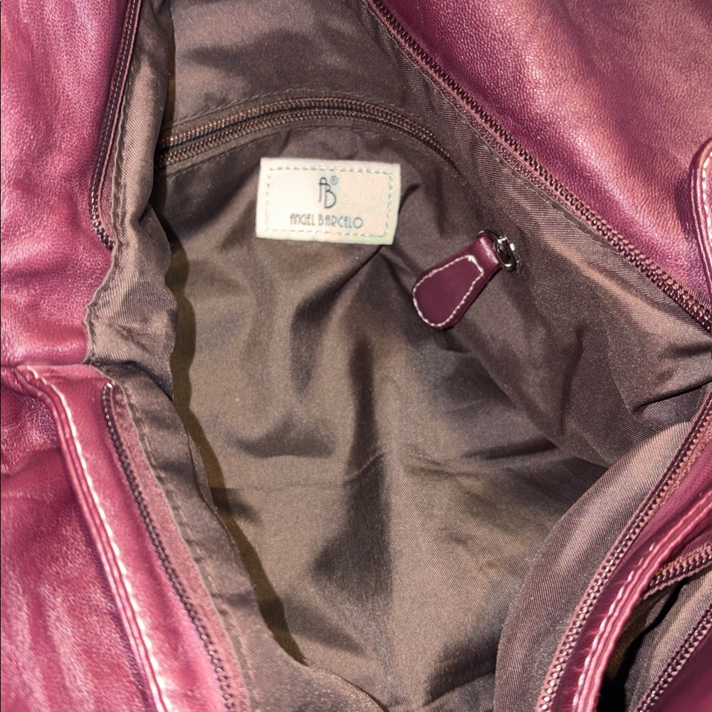 Angel Barcelo Burgundy Hobo Shoulder Bag - Picture 12 of 14